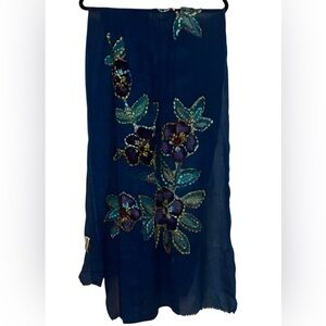 Signals Exclusive Floral Wool Sheer Accent Scarf Blanket